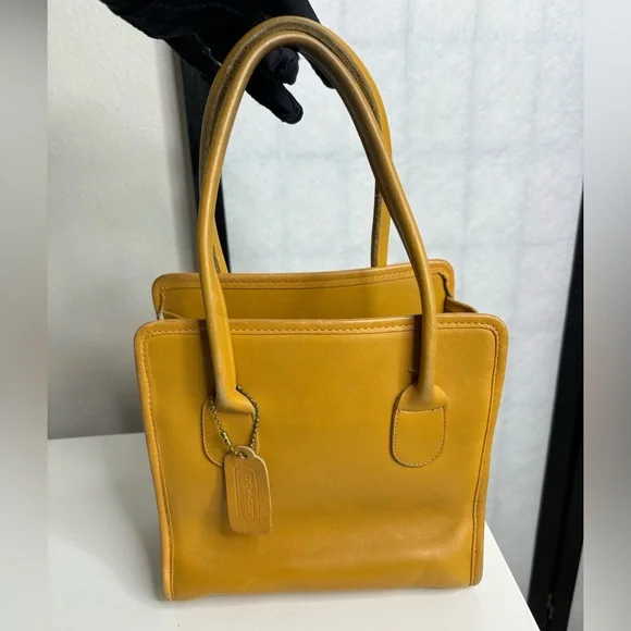 Rare Vintage Coach Retro Dinky Shopping Bag in Golden Yellow - - Picture 8 of 14